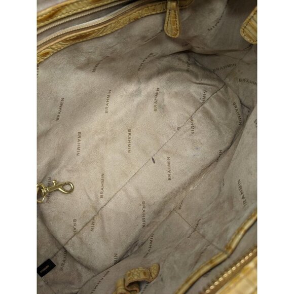 BRAHMIN Collette croc embossed leather satchel shoulder bag - Vanilla/Beige - Picture 10 of 14